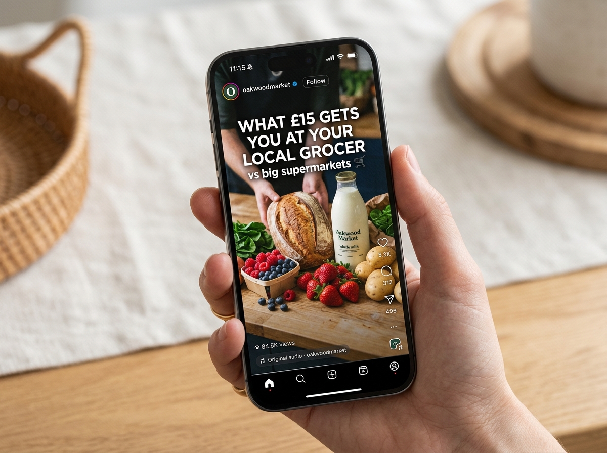 Viral grocery reel with 84.5K views for Oakwood Market