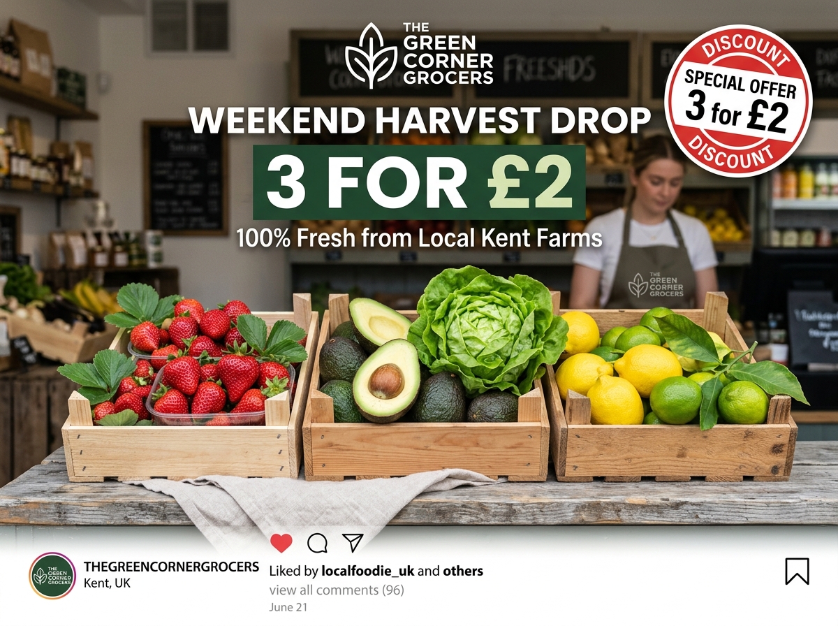 Fresh produce weekly social media campaign for Kent independent grocers
